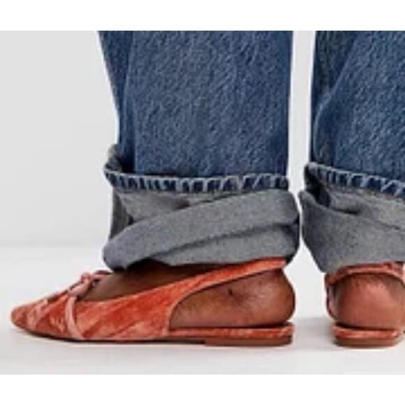 NEW Intentionally Blank Velvet Slingback Pointed Flats •10• Pink Rust Orange - Picture 3 of 12